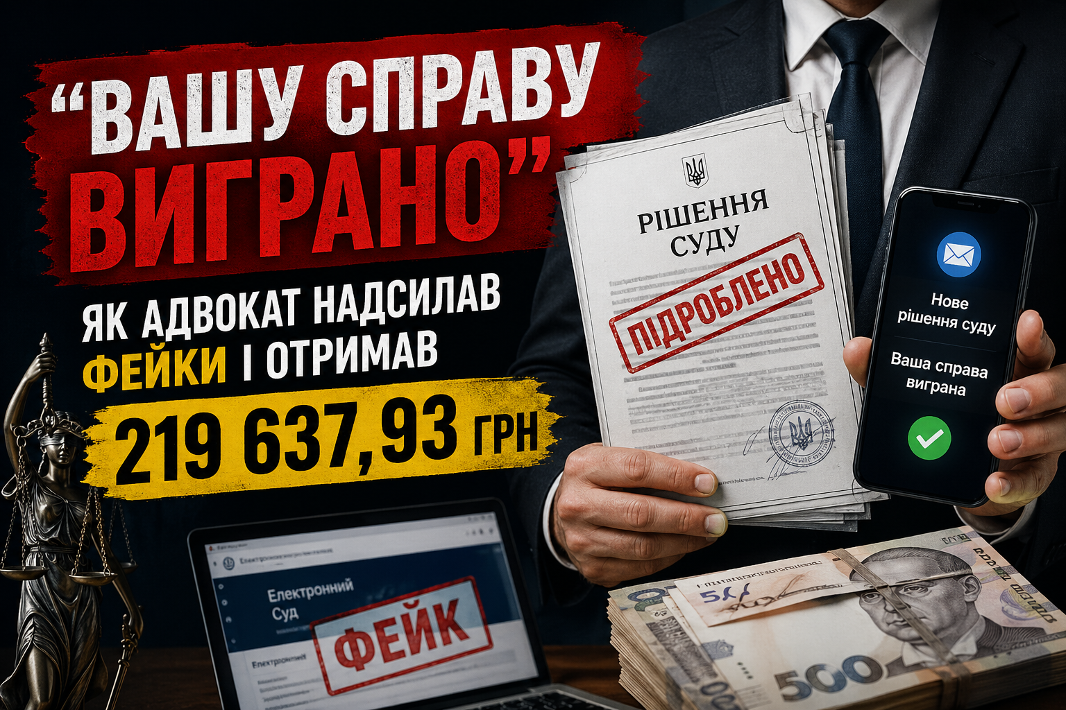 “Вашу справу виграно”: як адвокат надсилав фейки і отримав 219 637,93 грн